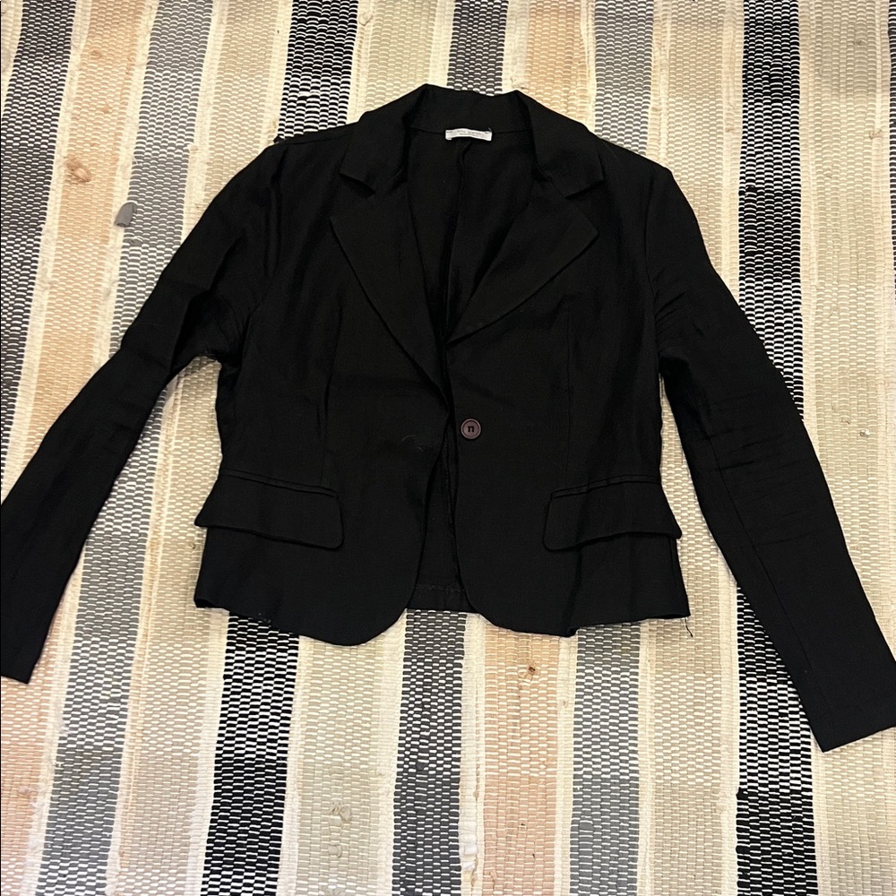 Blu Sand made in Italy black linen jacket blazer size 46 EU XL/XXL US